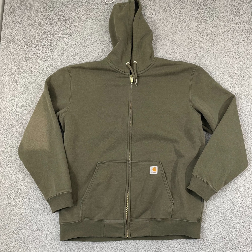 Carhartt Loose Fit Hoodie Men XL Olive Workwear K122 316 Full Zip